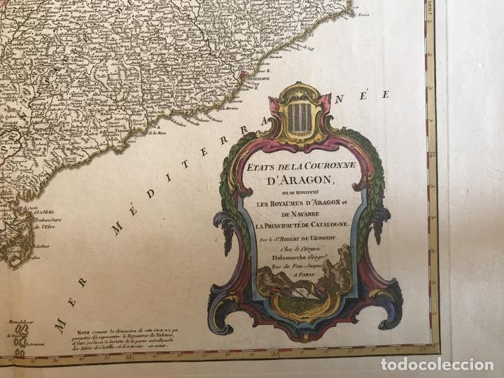 Arte: Gran mapa de Cataluña, Aragón y Navarra (España), 1752. Robert de Vaugondy/Delamarche - Foto 7 - 190762502