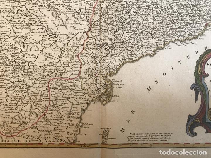 Arte: Gran mapa de Cataluña, Aragón y Navarra (España), 1752. Robert de Vaugondy/Delamarche - Foto 8 - 190762502