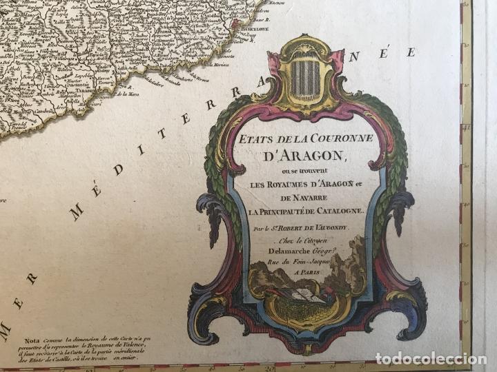 Arte: Gran mapa de Cataluña, Aragón y Navarra (España), 1752. Robert de Vaugondy/Delamarche - Foto 12 - 190762502