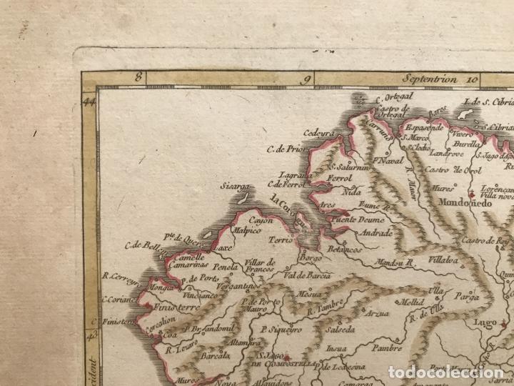Arte: Mapa de Galicia (España), hacia 1748. Robert de Vaugondy - Foto 3 - 208964898