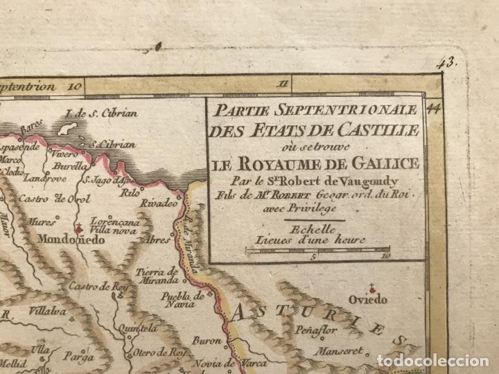 Arte: Mapa de Galicia (España), hacia 1748. Robert de Vaugondy - Foto 4 - 208964898
