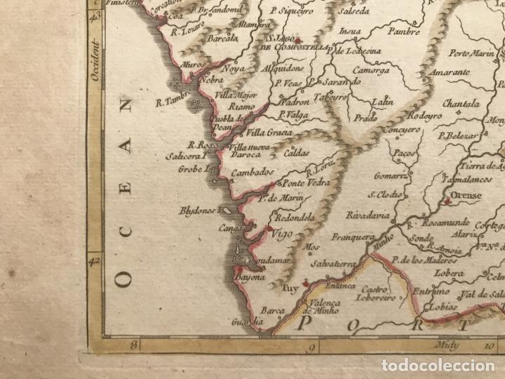 Arte: Mapa de Galicia (España), hacia 1748. Robert de Vaugondy - Foto 6 - 208964898