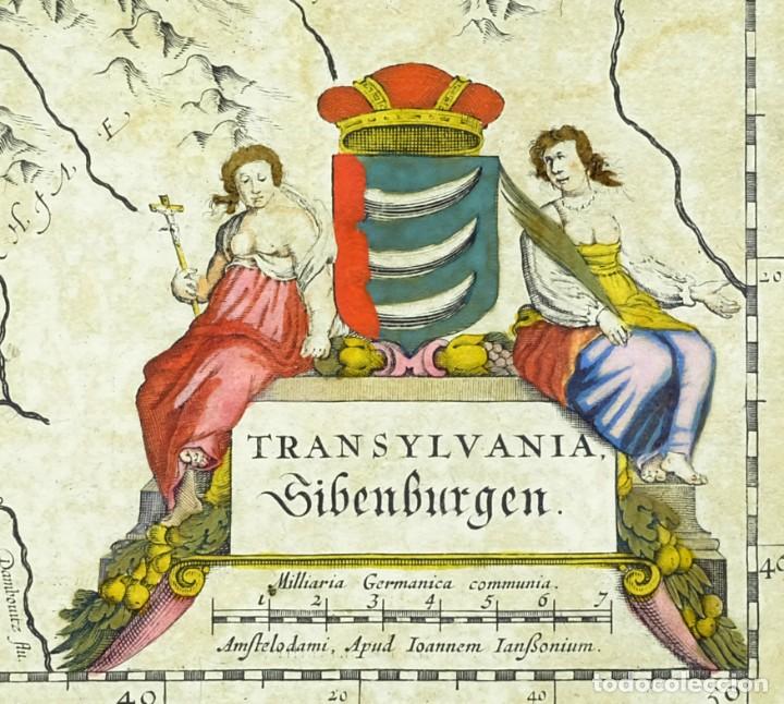 1641 - MAPA ORIGINAL DE JANSSONIUS - TRANSILVANIA (RUMANÍA) - COLOREADO A MANO - MUY DECORATIVO (Arte - Cartografía Antigua (hasta S. XIX))