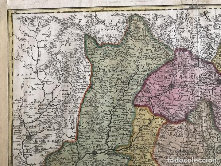 Arte: Gran mapa a color de Cataluña (España), 1720. Johann Baptist Homann - Foto 3 - 222630946