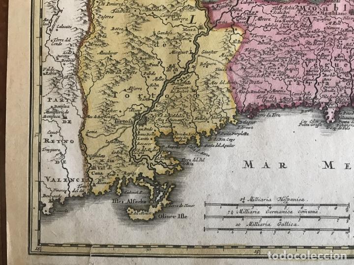 Arte: Gran mapa a color de Cataluña (España), 1720. Johann Baptist Homann - Foto 10 - 222630946