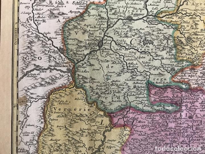Arte: Gran mapa a color de Cataluña (España), 1720. Johann Baptist Homann - Foto 11 - 222630946
