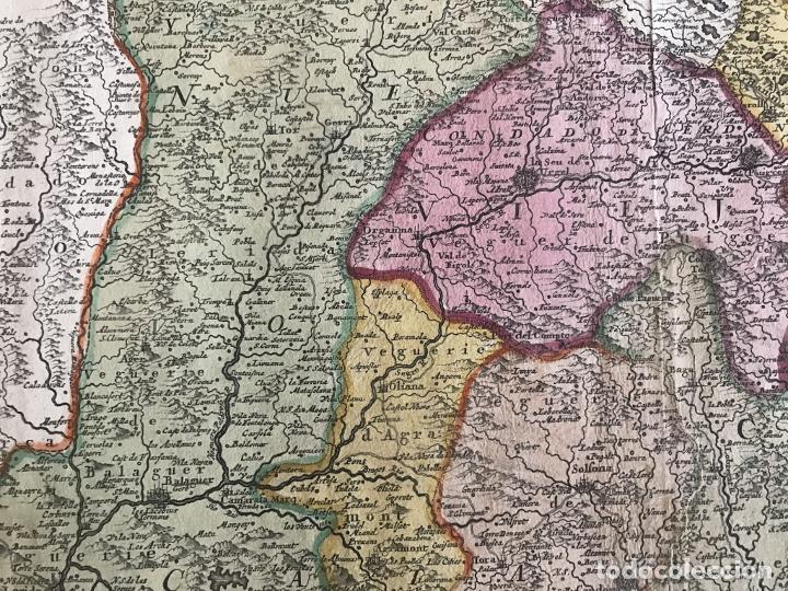 Arte: Gran mapa a color de Cataluña (España), 1720. Johann Baptist Homann - Foto 12 - 222630946