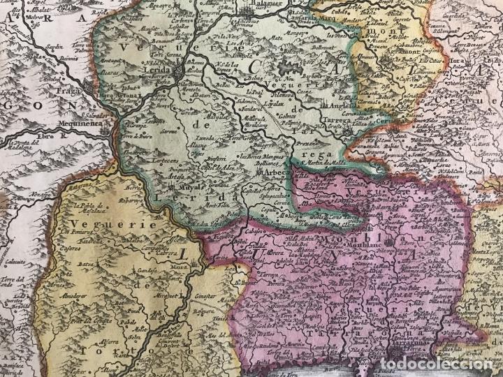 Arte: Gran mapa a color de Cataluña (España), 1720. Johann Baptist Homann - Foto 16 - 222630946