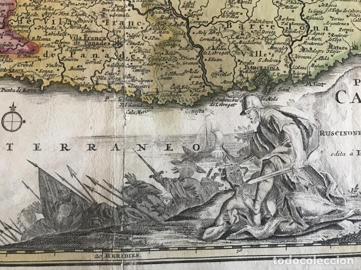 Arte: Gran mapa a color de Cataluña (España), 1720. Johann Baptist Homann - Foto 17 - 222630946