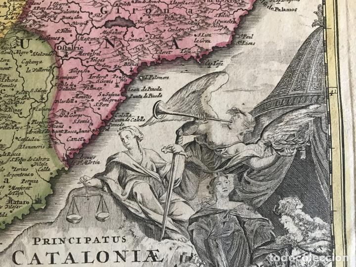 Arte: Gran mapa a color de Cataluña (España), 1720. Johann Baptist Homann - Foto 18 - 222630946