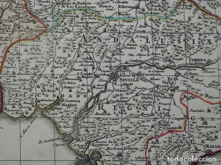 Arte: Gran mapa a color de Portugal y Brasil, 1739. Matthaus Seutter - Foto 5 - 223739163