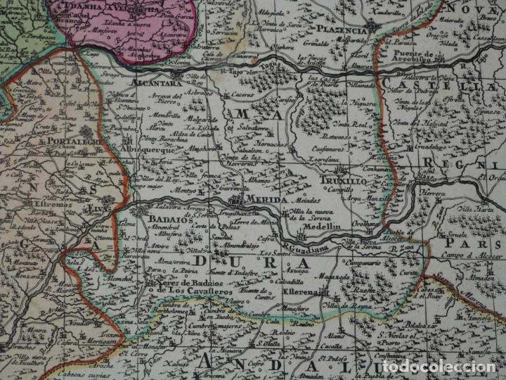 Arte: Gran mapa a color de Portugal y Brasil, 1739. Matthaus Seutter - Foto 6 - 223739163