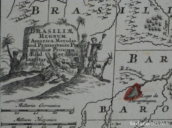 Arte: Gran mapa a color de Portugal y Brasil, 1739. Matthaus Seutter - Foto 15 - 223739163
