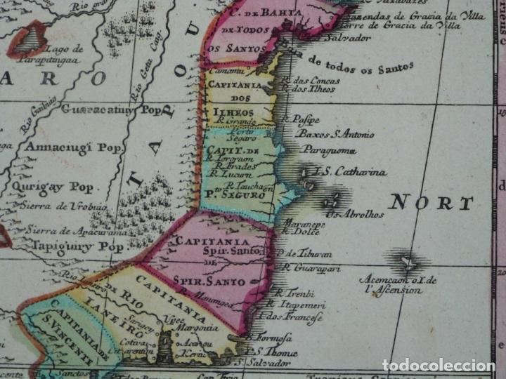 Arte: Gran mapa a color de Portugal y Brasil, 1739. Matthaus Seutter - Foto 19 - 223739163