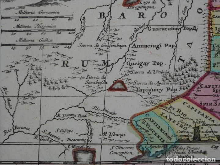 Arte: Gran mapa a color de Portugal y Brasil, 1739. Matthaus Seutter - Foto 20 - 223739163