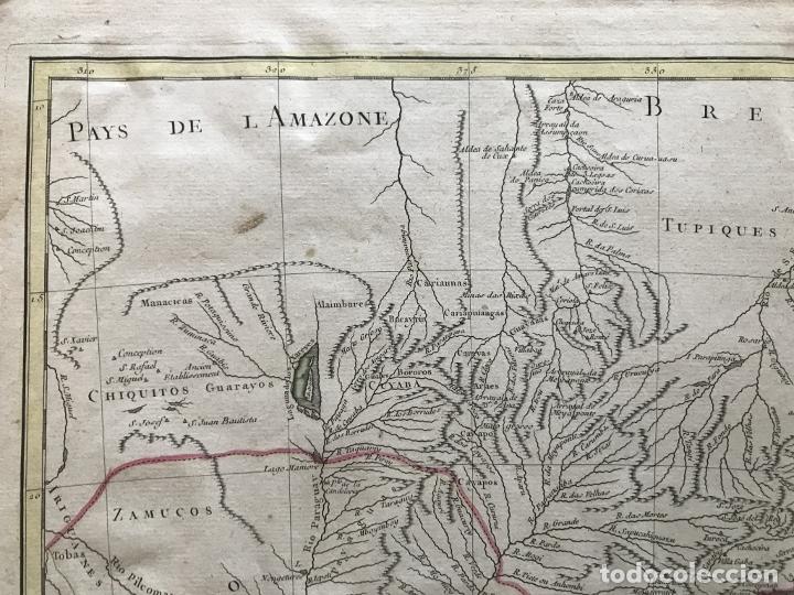 Arte: Gran mapa de sur de Brasil, Paraguay y Uruguay (América del sur), 1782. Bonne/Lattre - Foto 3 - 224380825