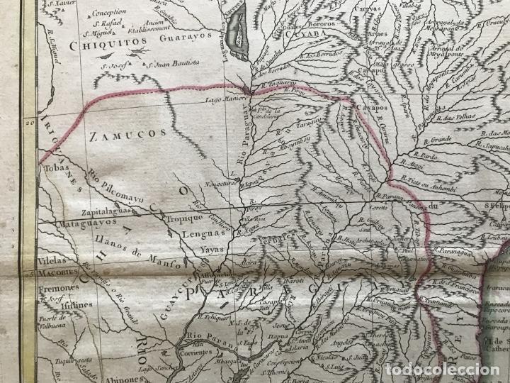Arte: Gran mapa de sur de Brasil, Paraguay y Uruguay (América del sur), 1782. Bonne/Lattre - Foto 5 - 224380825