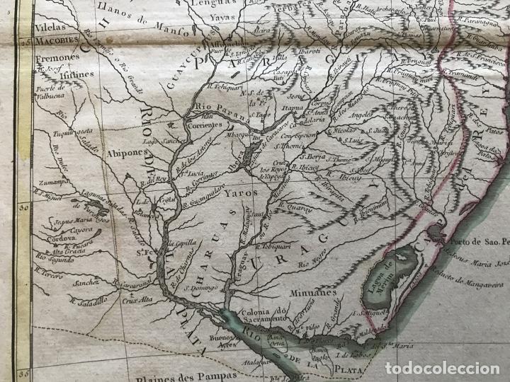 Arte: Gran mapa de sur de Brasil, Paraguay y Uruguay (América del sur), 1782. Bonne/Lattre - Foto 7 - 224380825