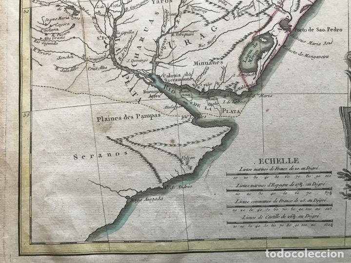 Arte: Gran mapa de sur de Brasil, Paraguay y Uruguay (América del sur), 1782. Bonne/Lattre - Foto 10 - 224380825