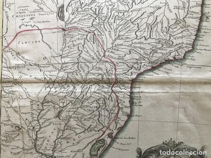 Arte: Gran mapa de sur de Brasil, Paraguay y Uruguay (América del sur), 1782. Bonne/Lattre - Foto 11 - 224380825