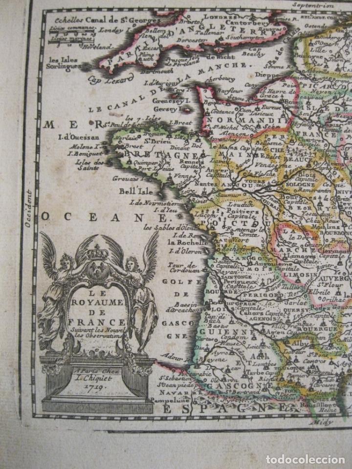 Arte: Mapa de Francia, 1719. Chiquet - Foto 4