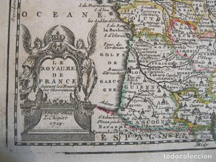 Arte: Mapa de Francia, 1719. Chiquet - Foto 6