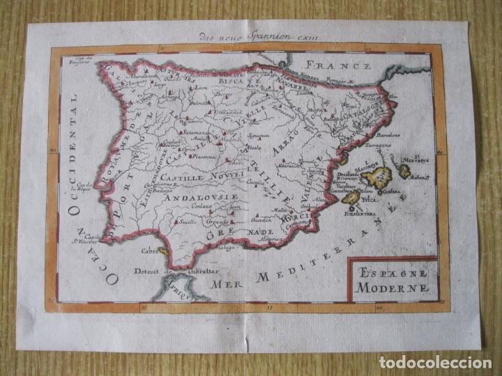 Arte: Mapa de España y Portugal, 1686. Mallet - Foto 2 - 224761640