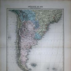 Arte: MAPA DE AMÉRICA DEL SUR (PARTE MERIDIONAL), 1890. C. H. LACOSTE/J .MIGEON/A. BIXET