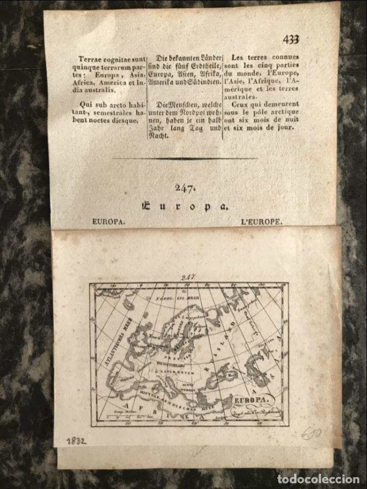 Arte: Mapa de Europa y texto, 1832. An&oacute;nimo - Foto 2