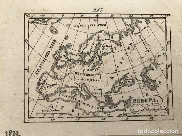 Arte: Mapa de Europa y texto, 1832. An&oacute;nimo - Foto 1