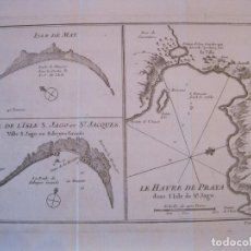 Arte: MAPA DE LA ISLA DE MAIO Y SANTIAGO DE CABO VERDE (ÁFRICA OCCIDENTAL), 1749. BELLIN. Lote 228960250