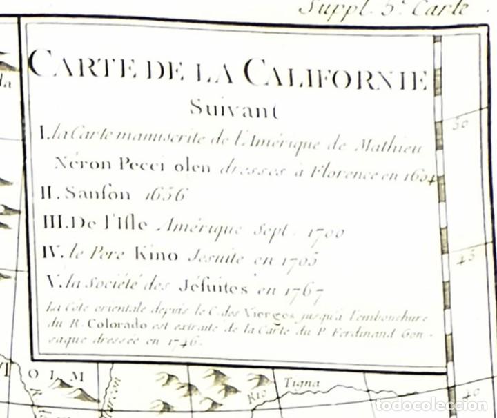 Arte: 1767 - Mapa de descubrimientos en California (Sanson De lIsle, etc...) - Foto 3 - 231140575