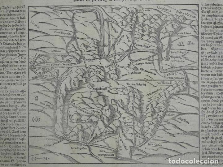 Arte: Mapa de la antigua Roma (Italia), hacia 1580. Münster/Petri - Foto 2 - 242483200