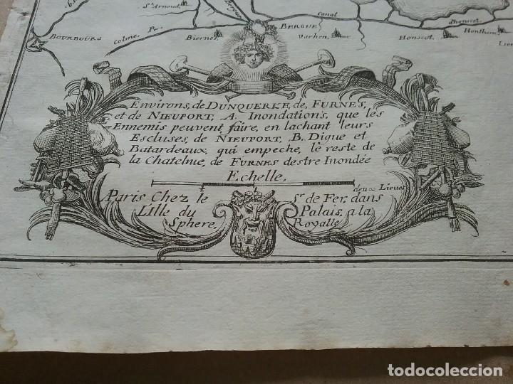 Arte: Mapa . ENVIRONS DE DURQUERQUE. NICOLAS DE FER (416-3) - Foto 2