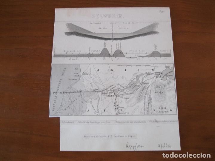 Arte: Mapa del Canal de Suez, circa 1850. An&oacute;nimo - Foto 2