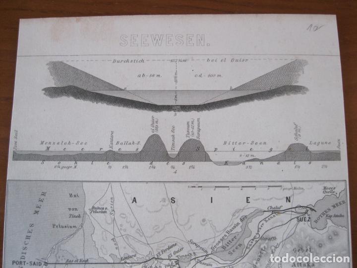 Arte: Mapa del Canal de Suez, circa 1850. An&oacute;nimo - Foto 3