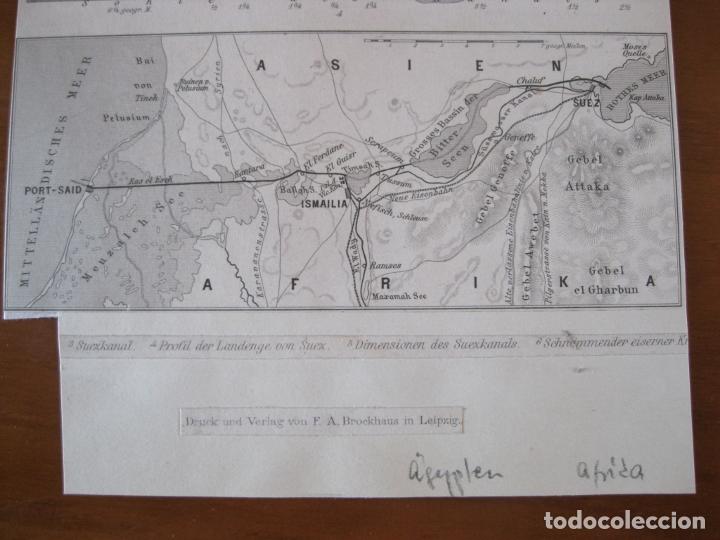 Arte: Mapa del Canal de Suez, circa 1850. An&oacute;nimo - Foto 1