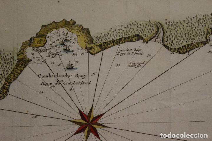 Arte: Plano a color de la costa oriental de la Isla de Juan Fernández (Chile), 1750, Anson - Foto 5 - 304646668