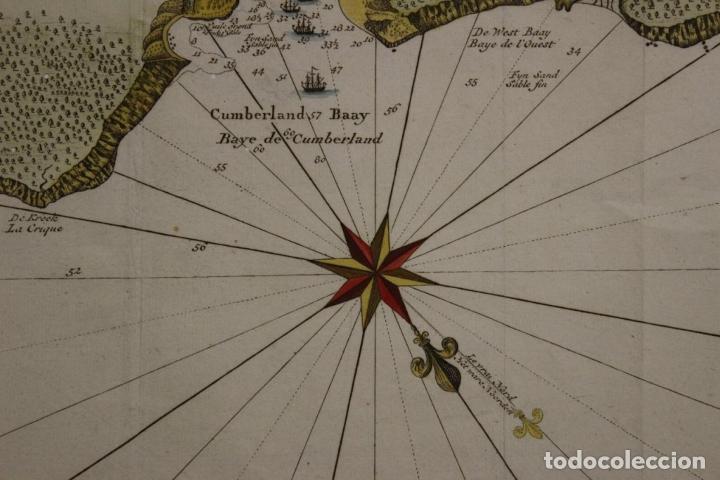 Arte: Plano a color de la costa oriental de la Isla de Juan Fernández (Chile), 1750, Anson - Foto 7 - 304646668