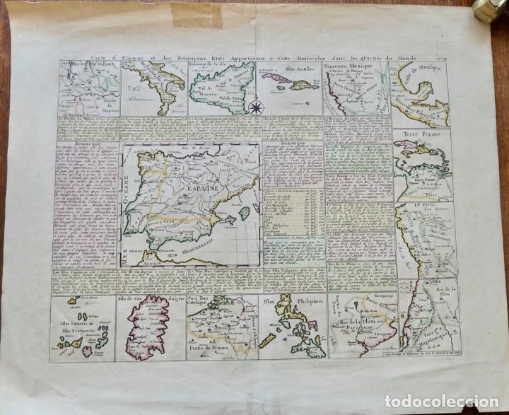 Arte: Mapa del imperio de Espa&ntilde;a , 1739. Henri Chatelain - Foto 1