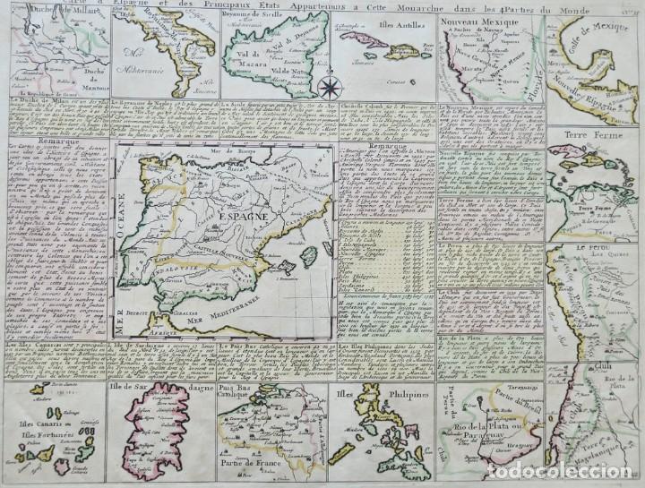 Arte: Mapa del imperio de Espa&ntilde;a , 1739. Henri Chatelain - Foto 2