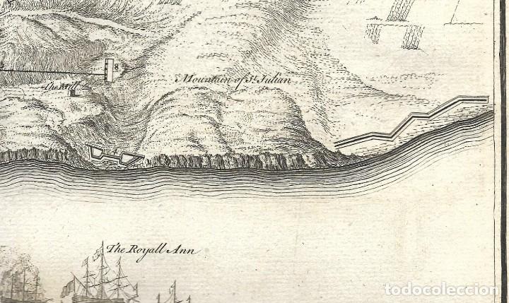 Arte: 1751 ca. Mapa asedio a Alicante armada británica en la Guerra de Sucesión. (Rapin - Tindal - Basire) - Foto 3 - 275835318