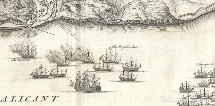 Arte: 1751 ca. Mapa asedio a Alicante armada británica en la Guerra de Sucesión. (Rapin - Tindal - Basire) - Foto 7 - 275835318