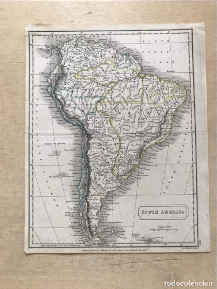 Arte: Mapa de Am&eacute;rica del sur, 1820. Sid y Hall / Longman, Rees,.. - Foto 2