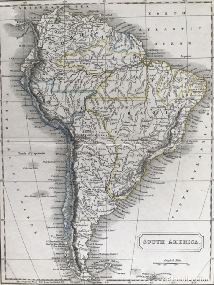 Arte: Mapa de Am&eacute;rica del sur, 1820. Sid y Hall / Longman, Rees,.. - Foto 8