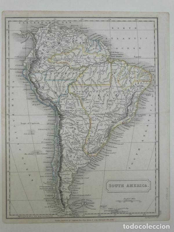 Arte: Mapa de Am&eacute;rica del sur, 1820. Sid y Hall / Longman, Rees,.. - Foto 12