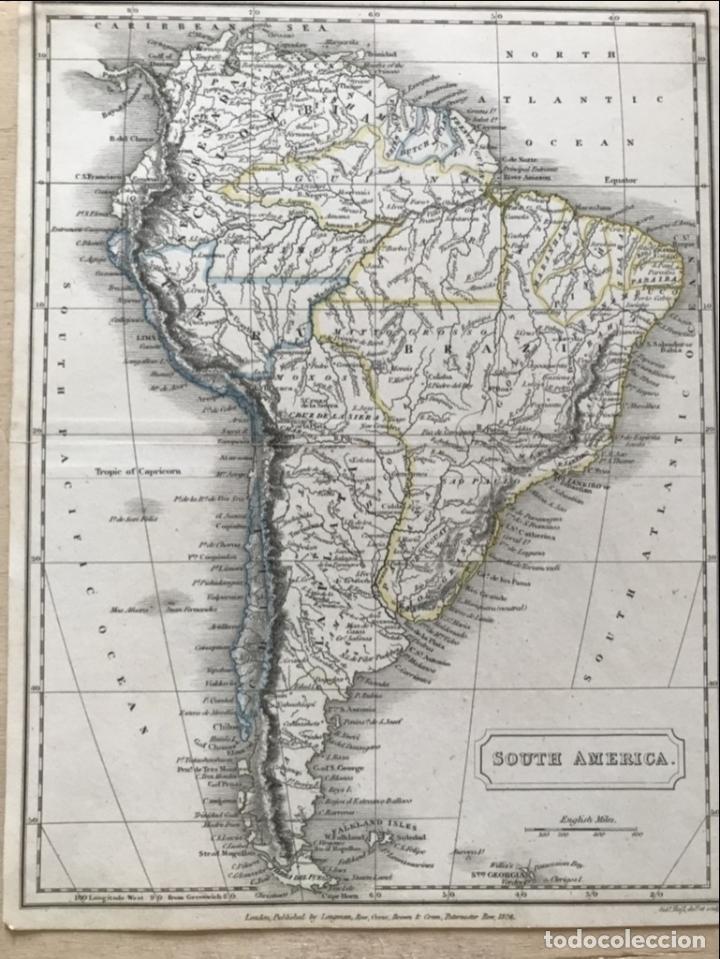 Arte: Mapa de Am&eacute;rica del sur, 1820. Sid y Hall / Longman, Rees,.. - Foto 1