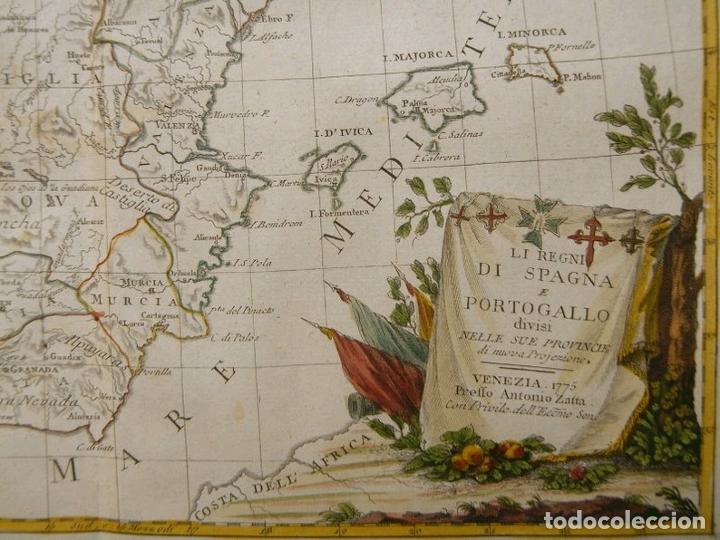 Arte: Gran mapa a color de España y Portugal, 1775. A. Zatta - Foto 6 - 281055338