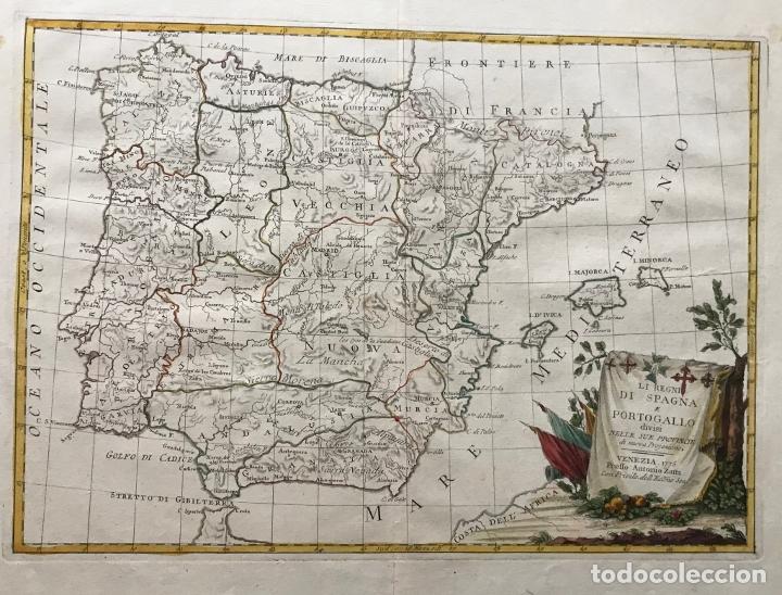 Arte: Gran mapa a color de España y Portugal, 1775. A. Zatta - Foto 8 - 281055338