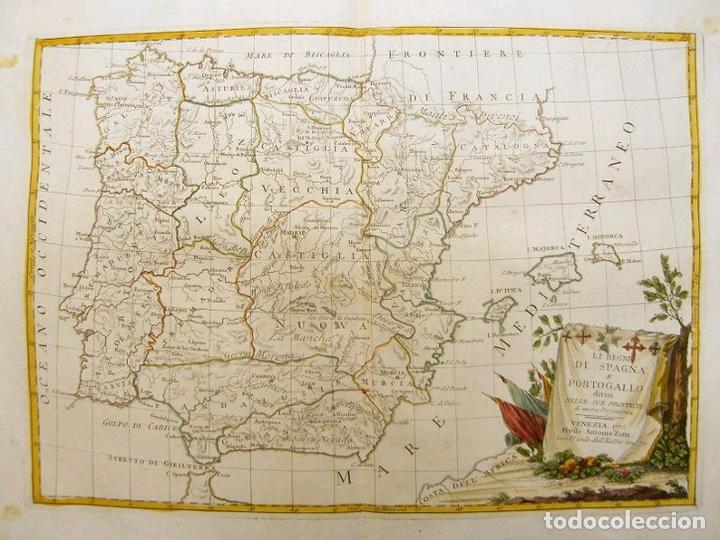 GRAN MAPA A COLOR DE ESPAÑA Y PORTUGAL, 1775. A. ZATTA (Arte - Cartografía Antigua (hasta S. XIX))